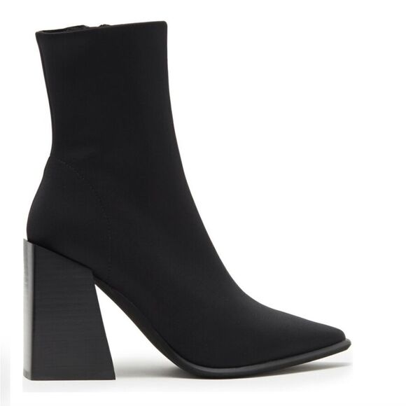 New Jeffrey Campbell Happy Hour Pointed Toe Stretch Black Boot high heels ankle - Picture 2 of 6